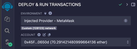 The connected account in the IDE